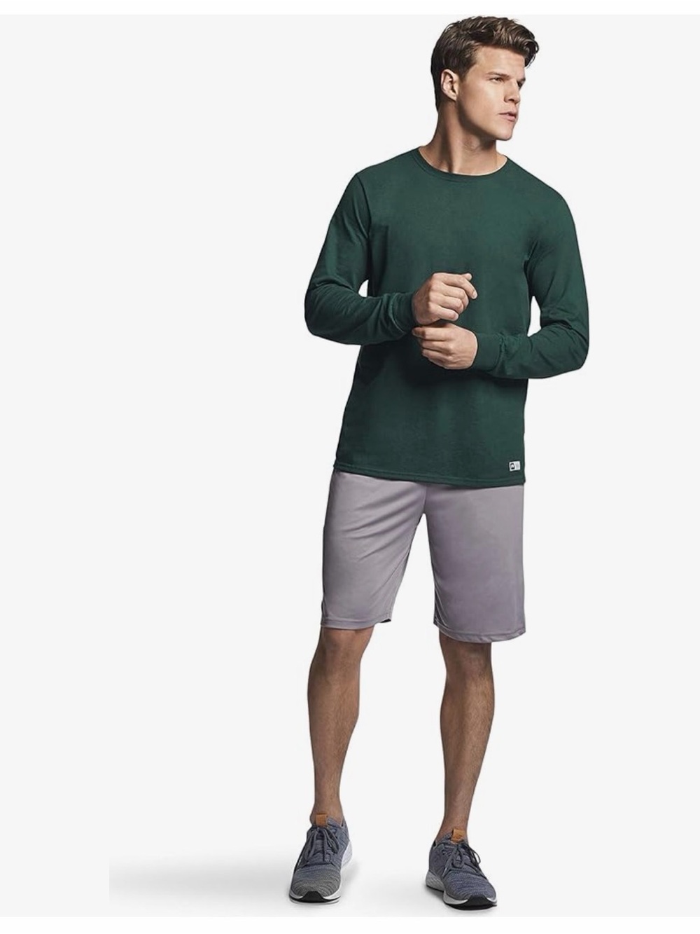 Russell Green Men's Dri-Power Long Sleeve Tees, Moisture Wicking Sz L NEW